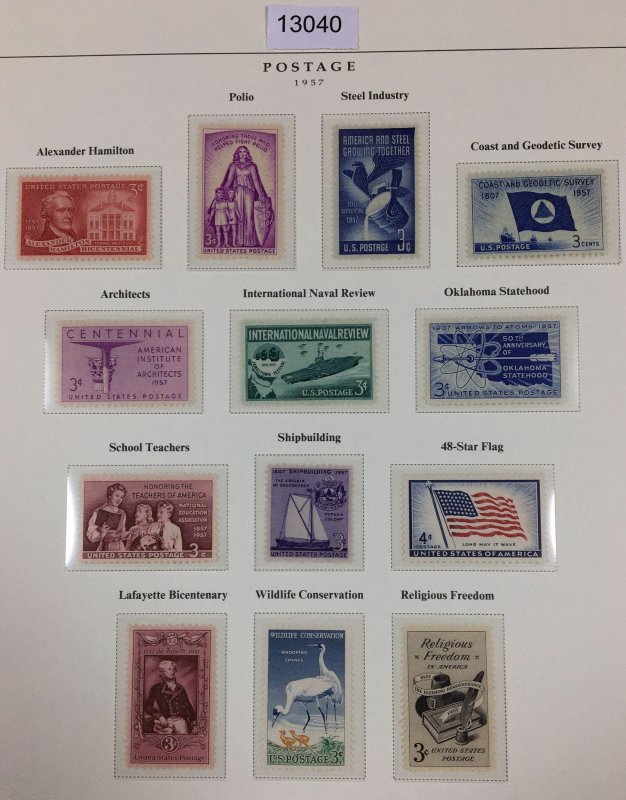 MOMEN: US STAMPS  1957 MINT OG NH COLLECTION LOT #13040