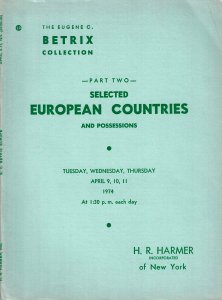 E. Betrix, Europe & Possessions, H.R. Harmer, Sale 2193-2195, April 9-11, 1974