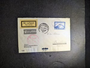 1929 Germany Airmail Graf Zeppelin LZ 127 Postcard Cover Rome to Braunschweig