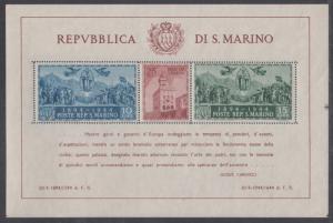 San Marino Sc 239 MNH. 1945 Government Palace Reconstruction perf Souv Sheet, VF