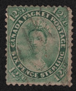 Canada Scott 18 Used  12 1/2 cents 1859 Lot MM004