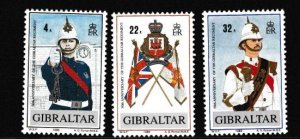 Gibraltar # 545-547, 548, Gibraltar Regiment 50th Anniv. Mint NH, 1/2 Cat.