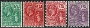 BRITISH VIRGIN ISLANDS 1922 KGV ST URSULA ½D AND ALL 3 1D COLOURS