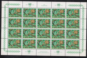 United Nations - New York # 278-279, Postal Admin. 25th. Full Sheet, NH, 1/3