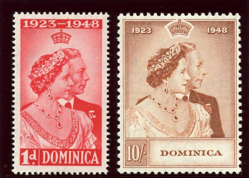 Dominica 1948 KGVI Silver Wedding set complete MNH. SG 112-113. Sc 114-115.