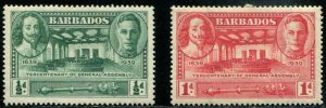 Barbados SC# 202-3 King Charles I and George VI MH