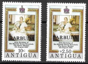 Barbuda Queen Mother 80th Birthday Set of 1980, Scott 461-462 MNH