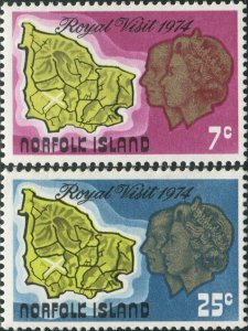 Norfolk Island 1974 SG149-150 Royal Visit set MLH