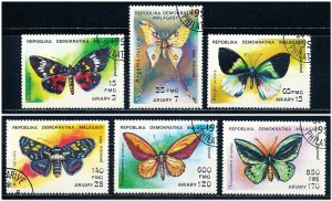 Malagasy Republic #1080-1085 Short Set of 6 Butterflies CTO