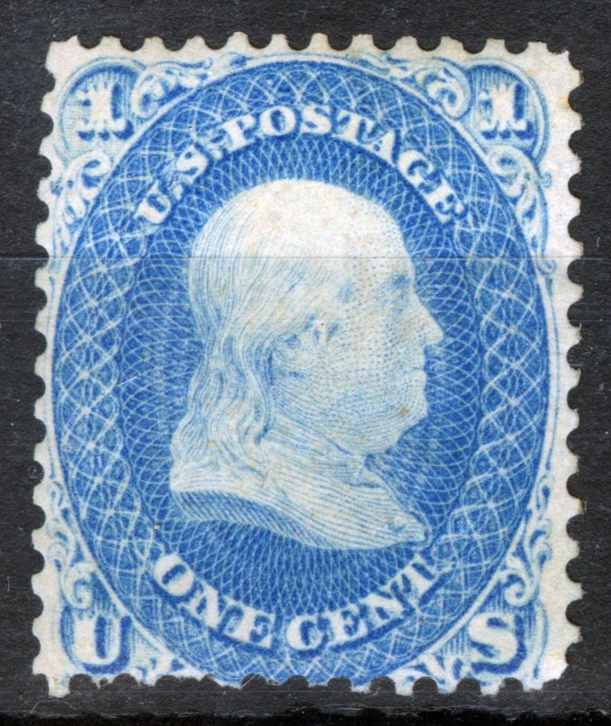 USA-STAMPS, 1861, Benjamin Franklin 1c ultramarine, Scott # 63, Unused