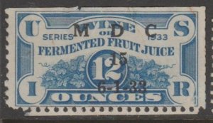 U.S.  Scott #REF4 Fermented Fruit Juice - Wine Revenue Stamp - Used Single