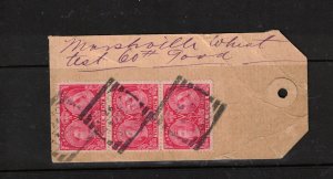Canada #53 Used Strip Of Three On Scarce Bank Tag With Ideal Dunville July 14