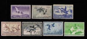 GENUINE SCOTT #RW17 RW18 RW19 RW20 RW21 RW22 RW24 USED SET OF 7 DUCK STAMPS