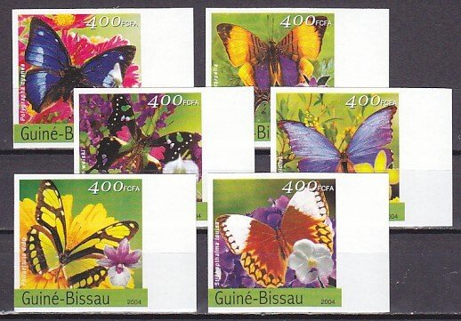 Guinea Bissau, 2004 issue. Butterflies & Orchids, IMPERF issue.