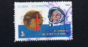 CUBA Sc# 1092  FIRST MAN IN SPACE 3c 1966 used cto