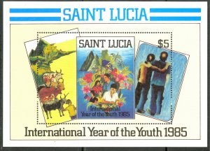 ST LUCIA 1985 International Year of the Youth Souvenir Sheet Sc 795 MNH