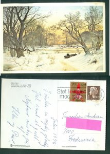 Denmark. Christmas Card.1978 Seal + 100 Ore. Odense.Winter evening in the Forest