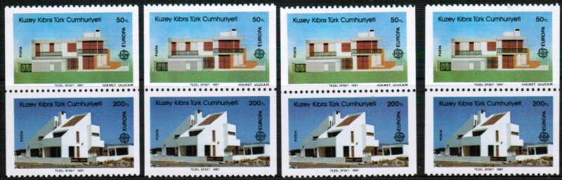 TURKISH CYPRUS 1987  - EUROPA BUILDINGS -  UMM - SET OF 4 FROM BOOKLET