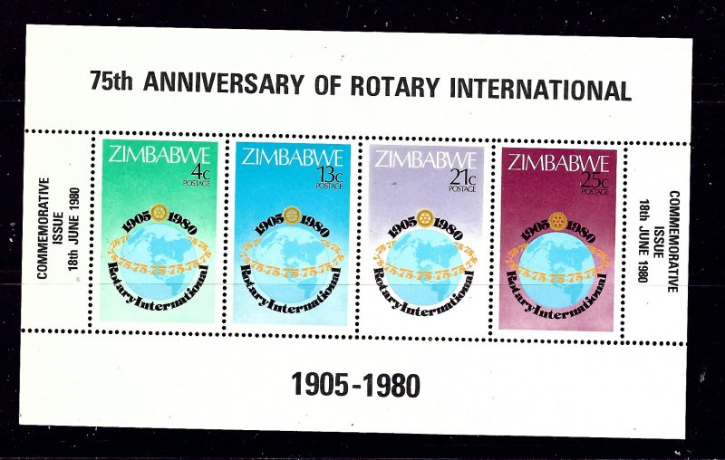 Zimbabwe 432a MNH 1980 Rotary Intl S/S