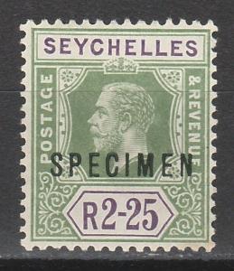 SEYCHELLES 1917 KGV SPECIMEN  2R25 WMK MULTI CROWN CA DIE I 