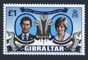 Gibraltar 406, MNH. Michel 422. Royal Wedding 1981. Charles-Diana.