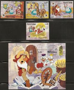 Sierra Leone 729-38 1985 Disney set and s.s. NH