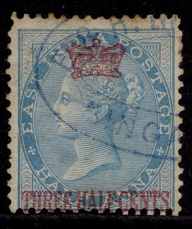 MALAYSIA - Straits Settlements QV SG1, 1½c on ½a blue, USED. Cat £200.