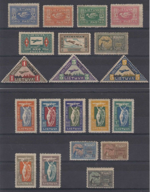 LITHUANIA 1921-22 AIRPOST Sc C1-C20 Yvert PA1-20 FOUR SETS HINGED MINT €50.50+