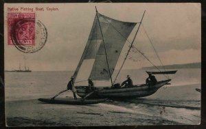 1905 Colombo Ceylon RPPC Postcard Cover To Hong Kong Native Fishing Boat