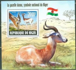 NIGER 2013 GAZELLE  SOUVENIR SHEET  MINT NH