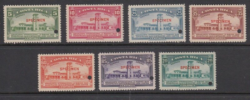 Costa Rica 1940 La Sabana Airport Complete SPECIMEN Set MNH. Scott C39-C45