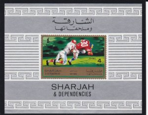 Sharjah # MIBlock94, Rugby Players, Souvenir Sheet, Mint NH