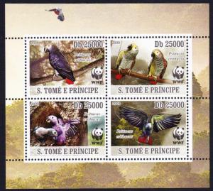 Sao Tome Birds WWF Grey Parrot 4v Block of 4 MI#3777-3780 SALE BELOW FACE VALUE