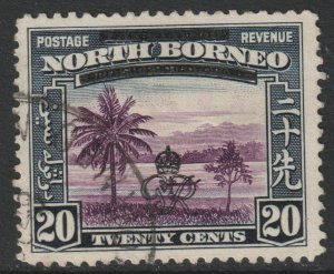 North Borneo Scott 232 - SG344, 1947 GviR Crown Colony 20c used