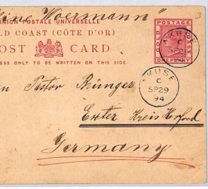 GOLD COAST QV Stationery Card *AKUSE* CDS 1894 Cross-Written Message PJ111