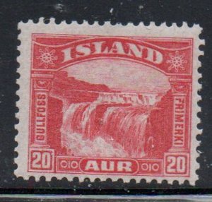 Iceland Sc 171 1931 20 aur red Gullfoss stamp mint