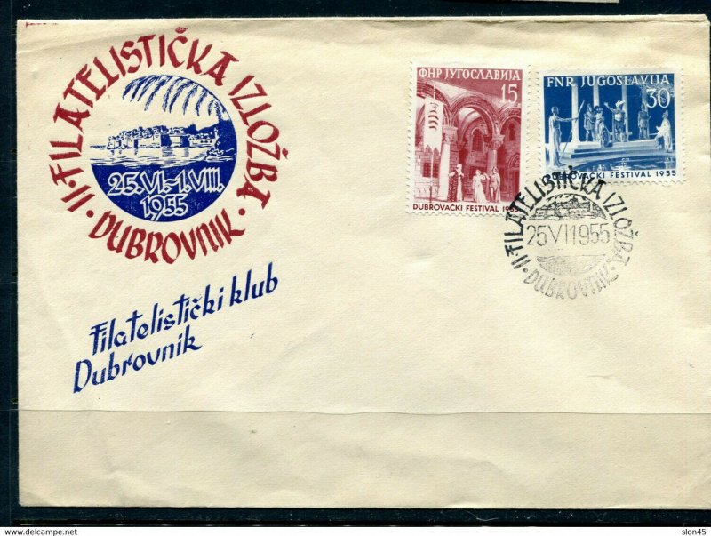 Yugoslavia 1955 Mi 761-2 Cover Special cancel  Dubrovik Phil Club 12275