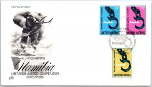 UN UNITED NATIONS FIRST DAY COVER NAMIBIA LIBERATION JUSTICE COOPERATION 1978 #3