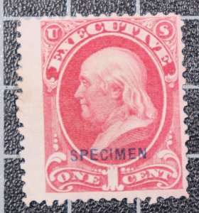 Scott O10S - 1 Cent Executive Official Specimen Overprint No Gum AI SCV $32.50