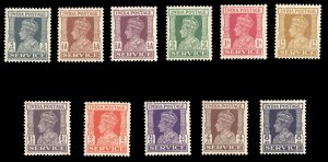 India #O1-4-112 Cat$18.80+ (for hinged), 1939-43 Officials, complete set, nev...