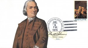 US EVENT CACHET COVER SAMUEL ADAMS OF MASSACHUSETTS WASHINGTON CROSS JULY 4 1976