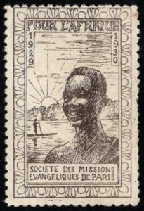 1930 France Poster Stamp For Africa Society Of Evangelical Missions Of Paris