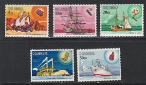 Colombia # 755-759, History of Maritime Mail, Mint NH