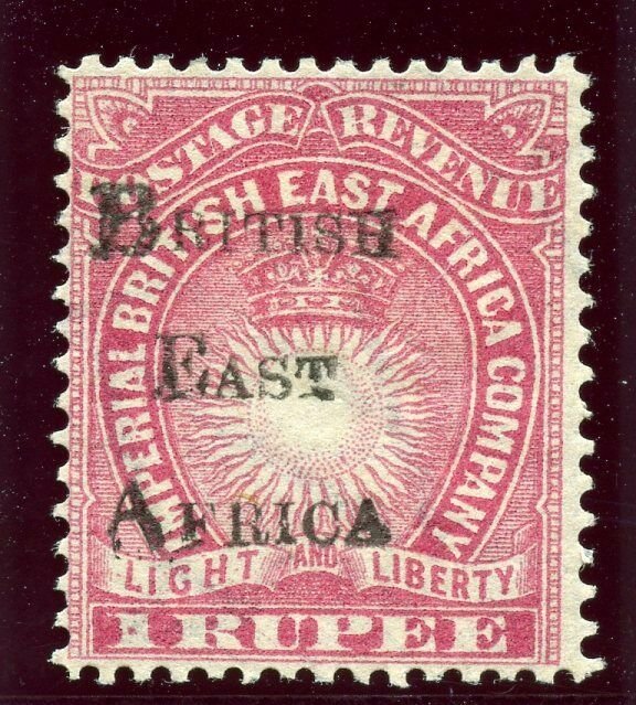 British East Africa 1895 QV 1r carmine MLH. SG 43. Sc 48.