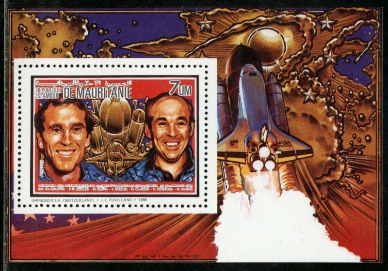 MAURITANIA 1986 MEMORIAL FOR THE SPACE SHUTTLE CHALLENGER DELUXE  S/S   MINT NH