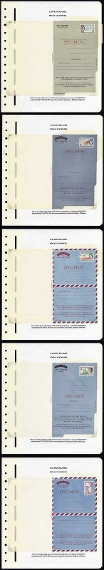 Cayman Is 1958/68 Five Aerogrammes Perf Cancelled Ex Bradbury Wilkinson Archives