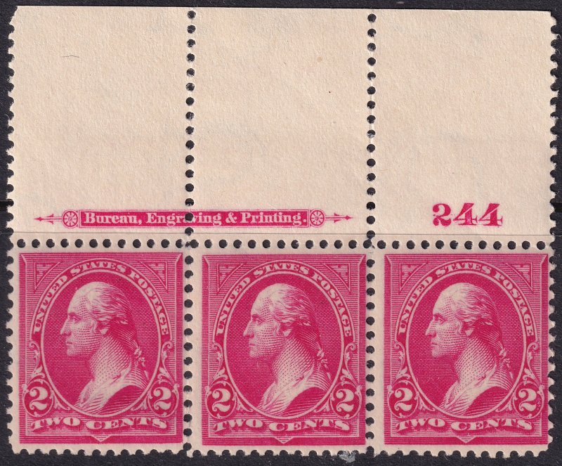 #267 Mint OG, F-VF, Plate number strip of 3 (CV $22.50) (CV $5.5 - ID36661) -...