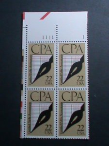 ​UNITED STATES-1987 SC#2361 CERTIFIED PUBLIC ACCOUNTING MNH PLATE BLOCK OF 4