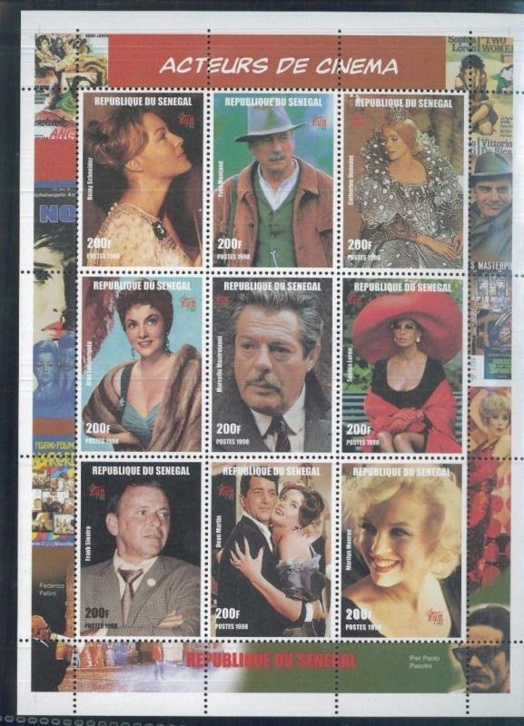 CINEMA ACTORS Sheet of 9 #1347 MNH - Senegal E2