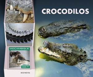 MOZAMBIQUE - 2019 - Crocodiles - Perf Souv Sheet - Mint Never Hinged